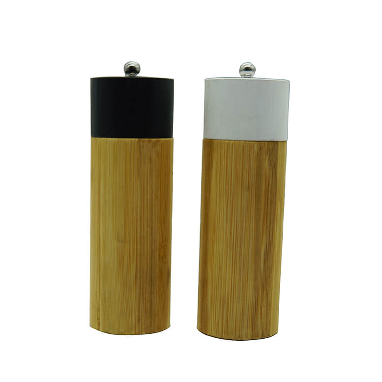 Bamboo Salt and Pepper Mill Grinders Set Refillable Black and white for kitchen BBQ Party Donghe 