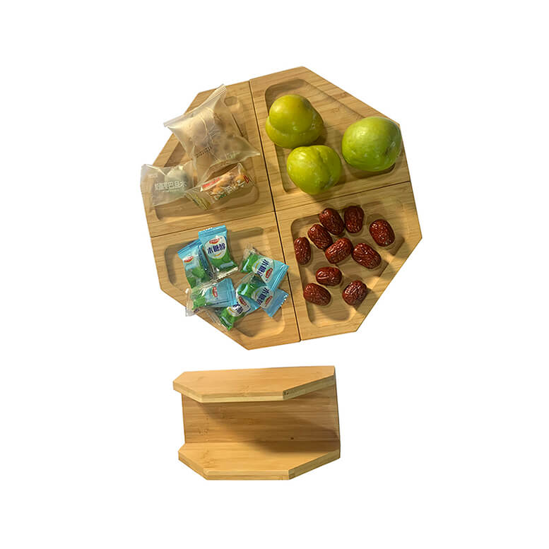 Diy Bamboo Charcuterie and Meat Serving Boards 4 Connecting Coaster Plates Platter Cheese Board with Display Stand Donghe DHK01077