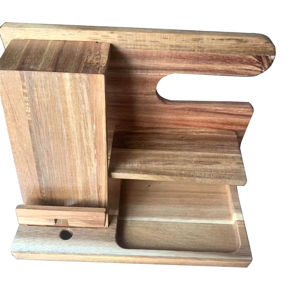 Wooden Phone Docking Station Organizer with Watch Glasses Wallet and Accessories Holder Perfect as a Desk Organizer Birthday Gift or Gifts for Men
