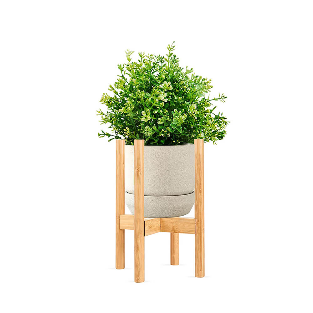 Adjustable Mid Century Modern Indoor Potted Stand 15 inch Height Bamboo Plant Holder for 8 to 12 inch Flower Pot 1 pack Donghe DHH01038