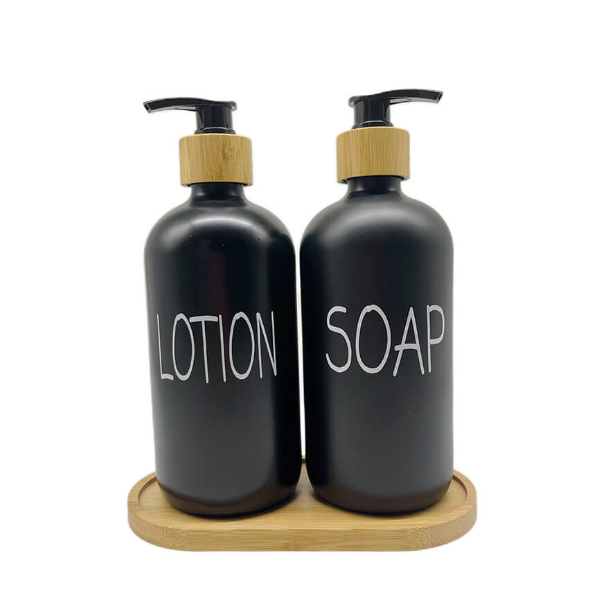Soap and Lotion Dispenser Set Black Colour for Bathroom Donghe DHB24075