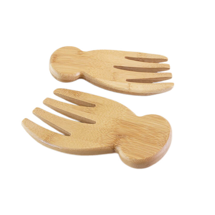 Bamboo Salad Server Hands Set of 2 for Kitchen Salad Mixing and Serving Donghe DHK01106
