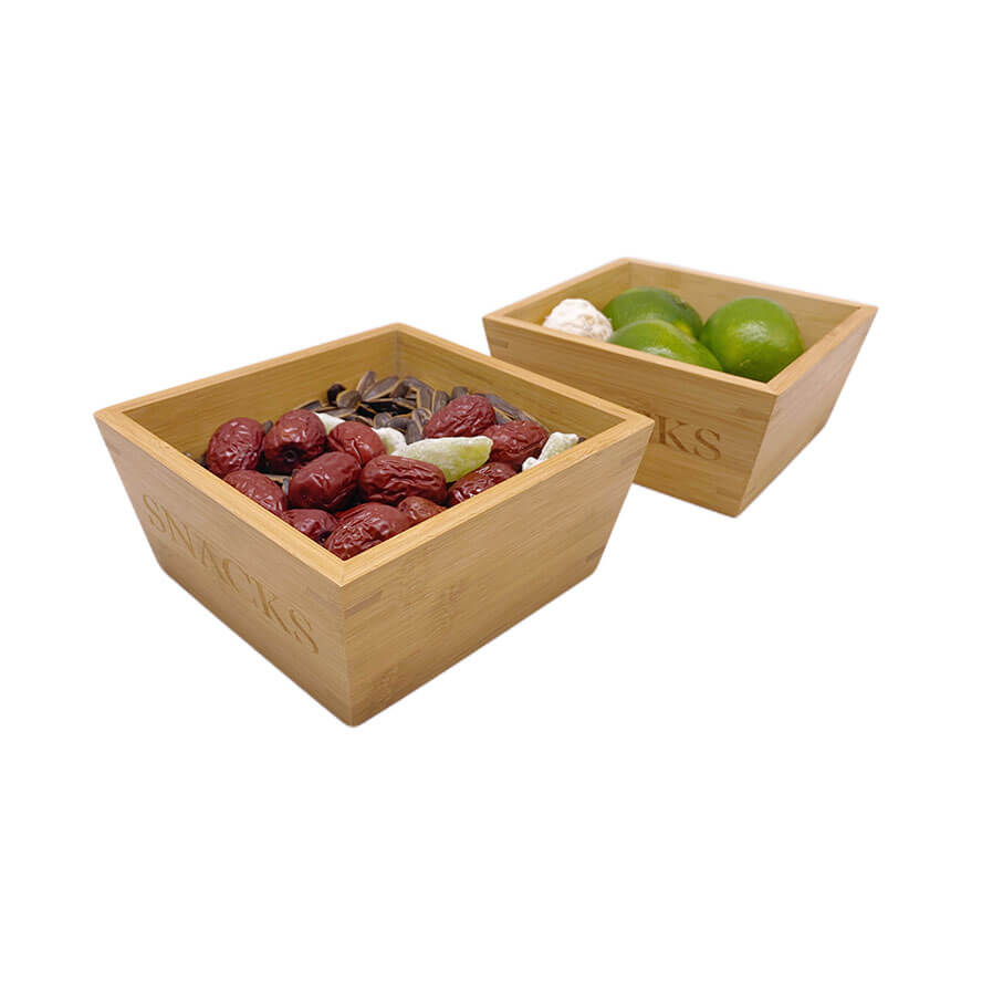 Bamboo wood Salad Soup Snack Square Bowl Set Dinnerware Eco Friendly Bowls Donghe DHK240152